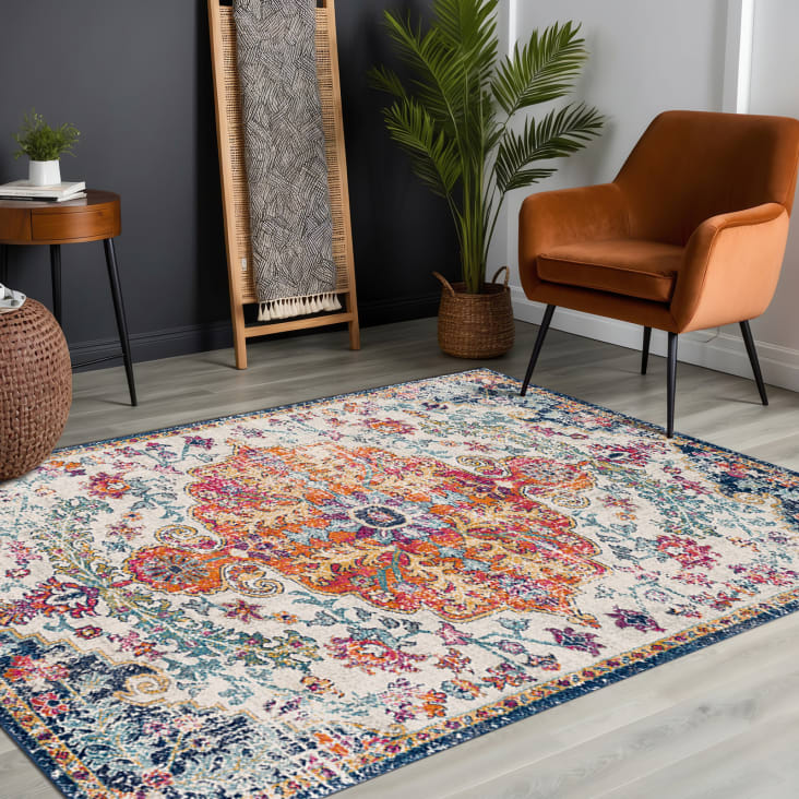 Tapis Vintage Oriental Multicolore/Orange 160x220-Lou cropped-6