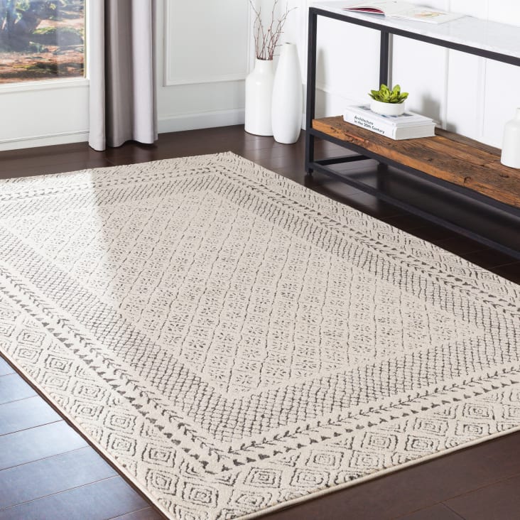 Tapis Scandinave Gris en Viscose tissé main MANIPUR