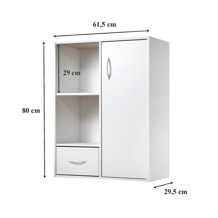 Schrank mit 2 Fächern, 1 Schublade und 1 Tür - weiß | Maisons du Monde