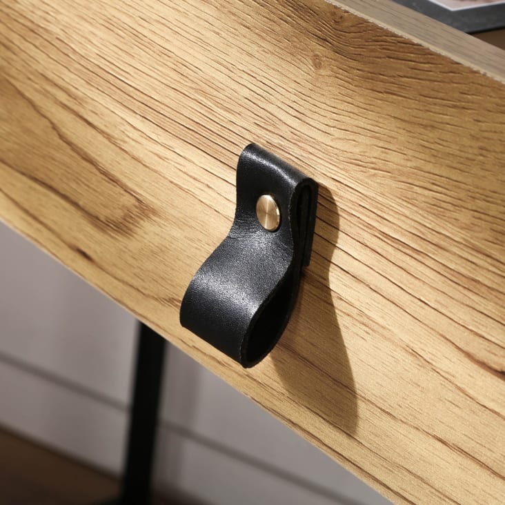Consolle a 2 cassetti effetto rovere e gambe in metallo nero - L100cm ...
