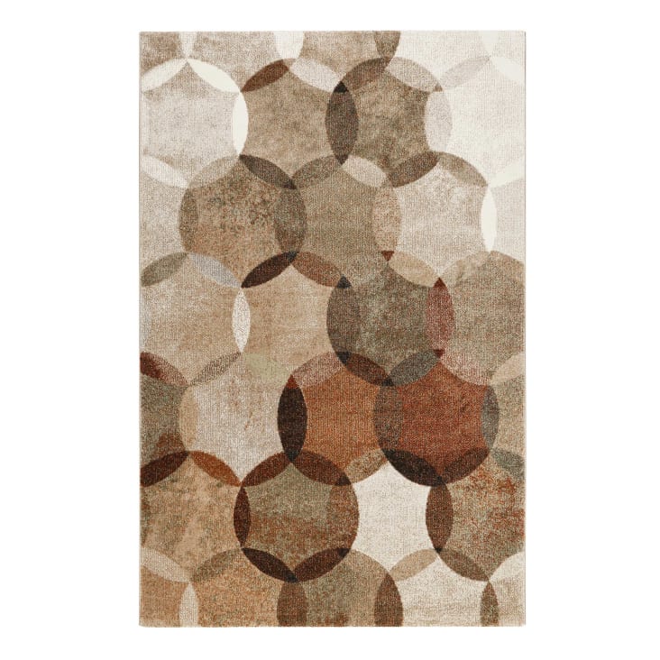Tapis contemporain motifs cercles bruns 200x290-Modernina