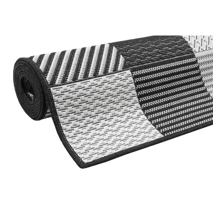 Wetterfester Outdoor Teppich schwarz, weiß, Balkon, Terrasse 160x225