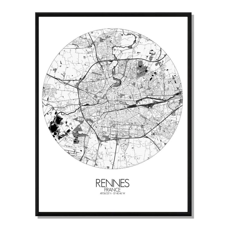 Affiche Rennes Carte ronde 40x50