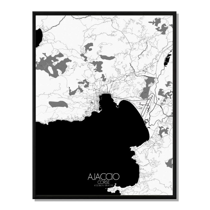 Affiche Ajaccio Carte N&B 40x50