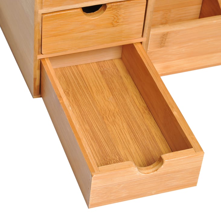 Organisateur de bureau en bois naturel deux tiroirs