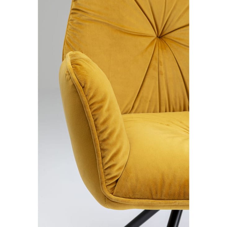 Chaise avec accoudoirs en velours jaune et acier-Mila cropped-3