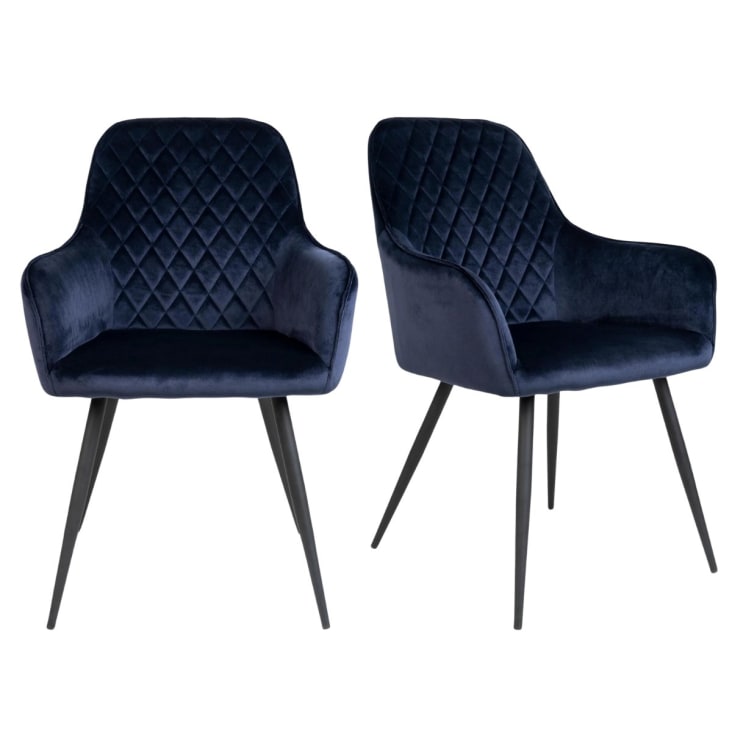 Lot de 2 chaises modernes en velours côtelé bleu-Colga