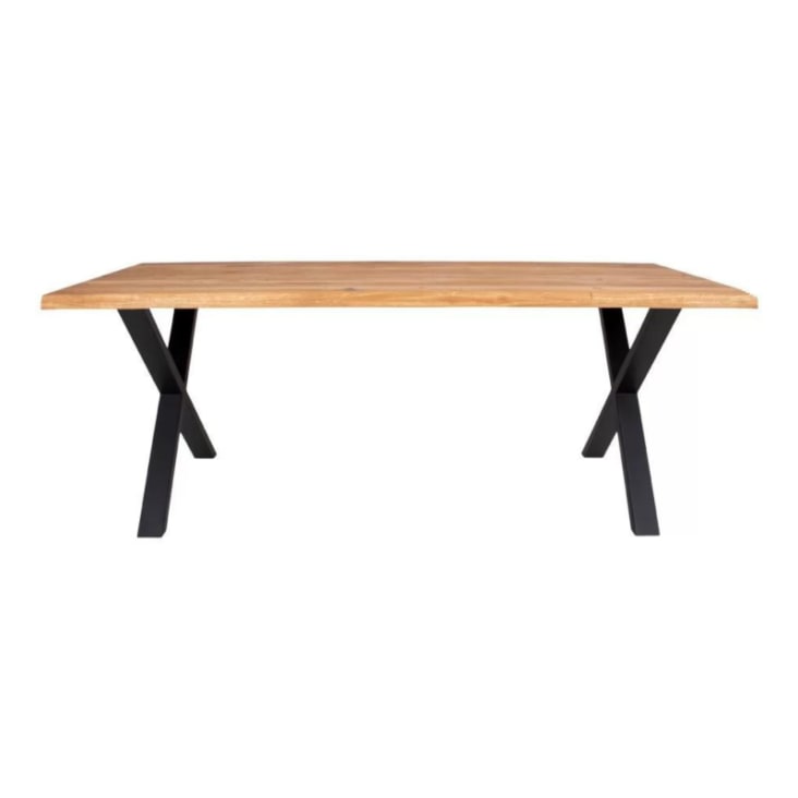 Table à manger en bois et métal 200x95cm bois clair  et  noir-Toulon