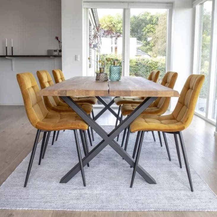 Table à manger en bois et métal 200x95cm bois clair  et  noir-Toulon cropped-2
