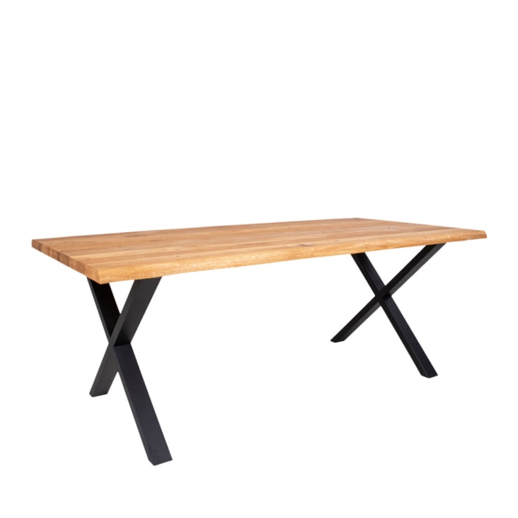 Table à manger en bois et métal 200x95cm bois clair  et  noir-Toulon cropped-3