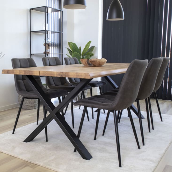 Table à manger en bois et métal 200x95cm bois clair  et  noir-Toulon cropped-6