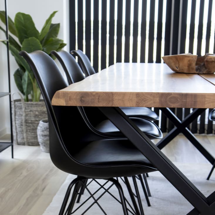 Table à manger en bois et métal 200x95cm bois clair  et  noir-Toulon cropped-7