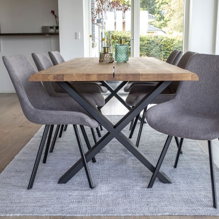 Table à manger en bois et métal 200x95cm bois clair  et  noir-Toulon cropped-9