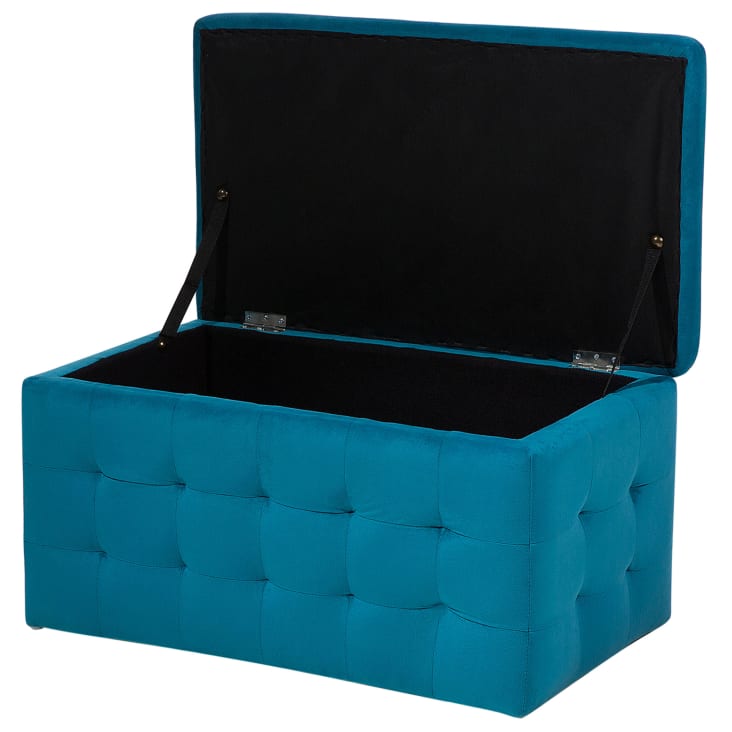 Pouf ottomano con contenitore velluto blu marino