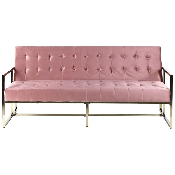 Divano letto 3 posti velluto rosa e oro Marstal