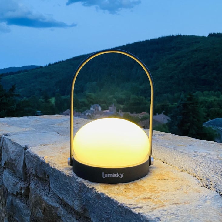 Lumisky Lampe de table sans fil LED couleur blanc chaud DAY Noir Métal  H22XL16CM pas cher 