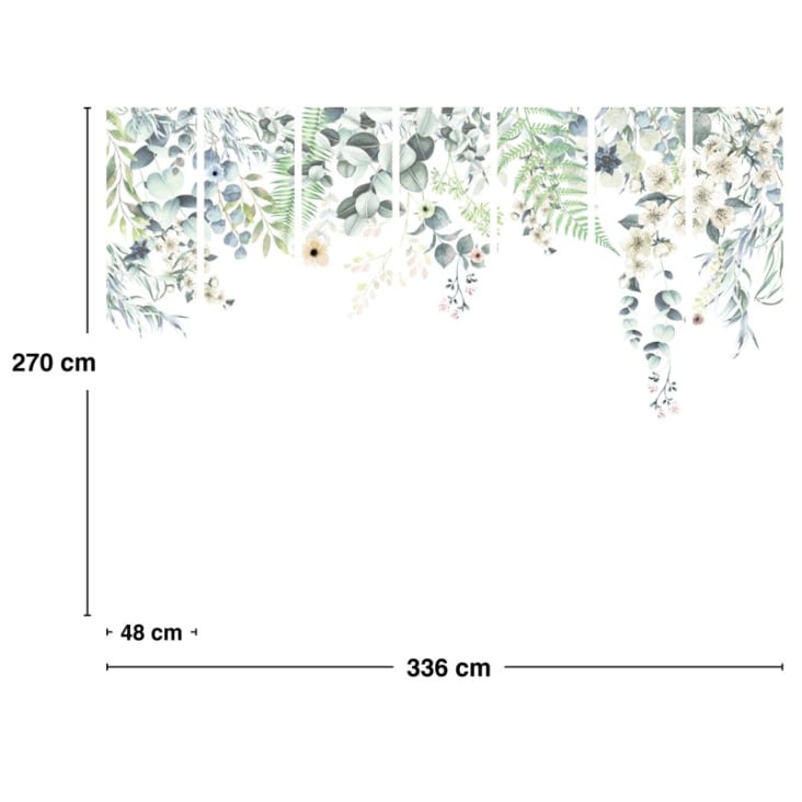 Papier Peint Panoramique L336xH270cm Multicolore Floral Aquarelle-FLOWERS IN RAIN cropped-5