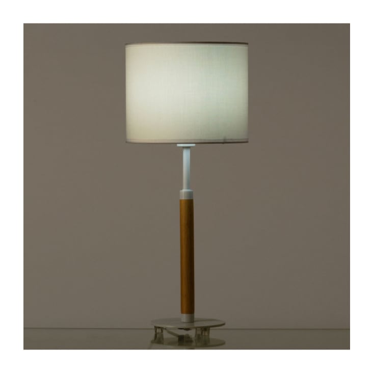 Lampe à poser bois et métal bicolore H52cm-BOIS cropped-2