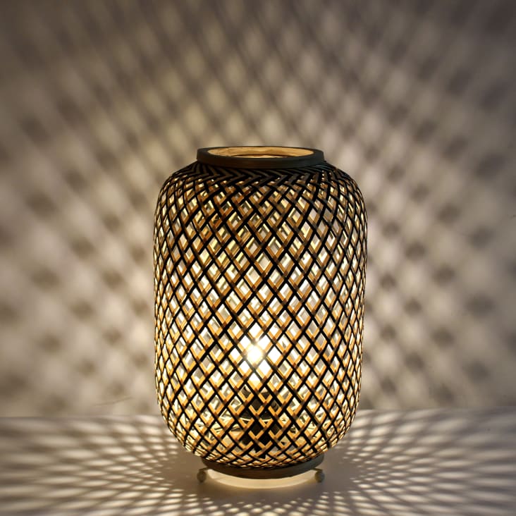 Lampe de table en bamboo naturel-Cage cropped-3