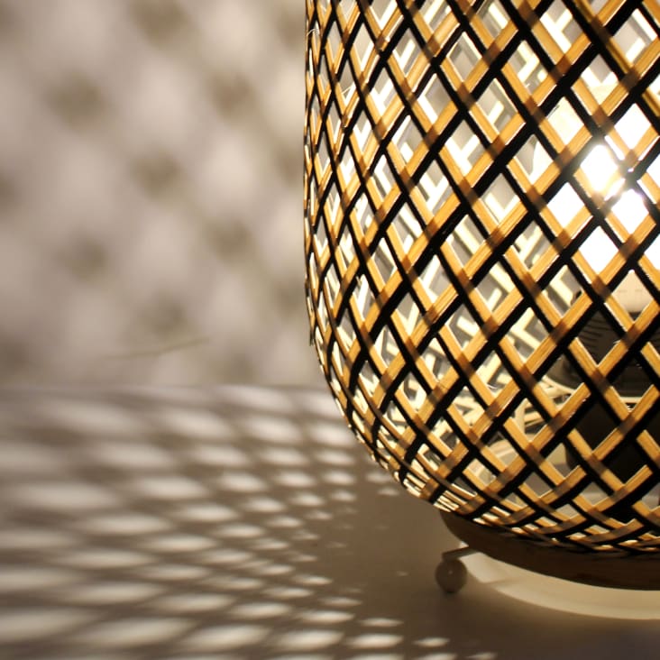 Lampe de table en bamboo naturel-Cage cropped-6