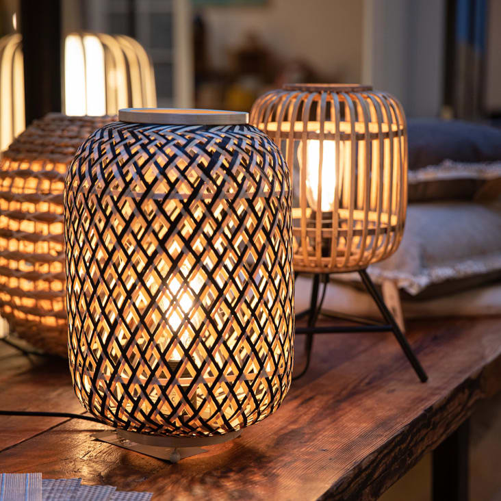 Lampe de table en bamboo naturel-Cage cropped-8