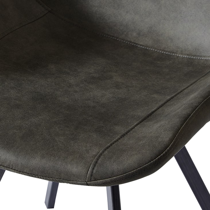 Chaise industrielle microfibre vintage marron foncé/métal noir (x2)-FALCON cropped-4