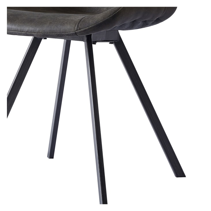 Chaise industrielle microfibre vintage marron foncé/métal noir (x2)-FALCON cropped-6