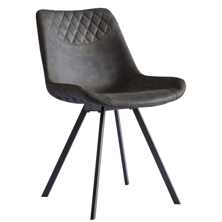 Chaise industrielle microfibre vintage marron foncé/métal noir (x2)-FALCON cropped-9