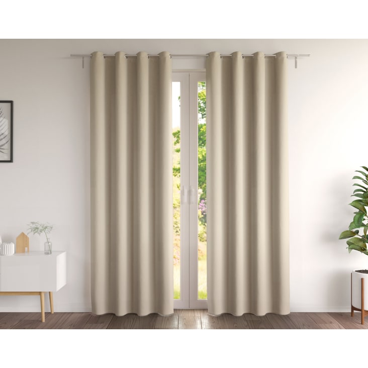 Paire de rideaux 135x260 en coton beige naturel-DREAMZ