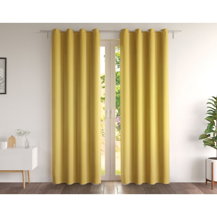 Paire de rideaux 135x260 en coton jaune curry-DREAMZ