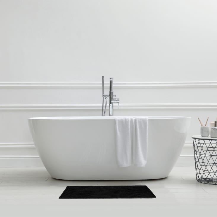 Tapis de bain en polycoton uni noir 50x80cm-Bali cropped-2
