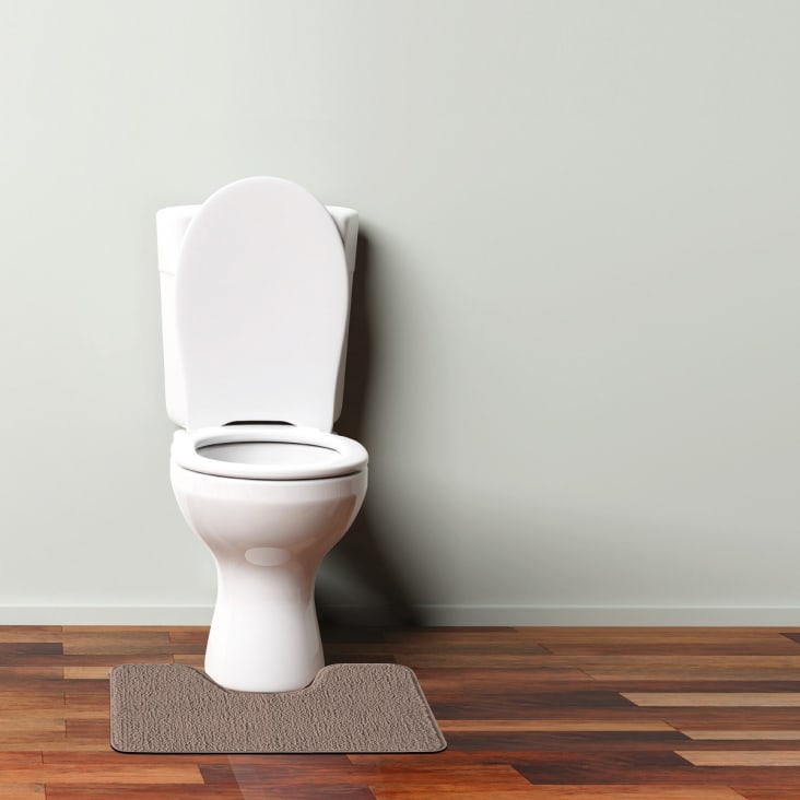 Tapis de toilette en polyester uni taupe 50x40cm-Polynesie cropped-2