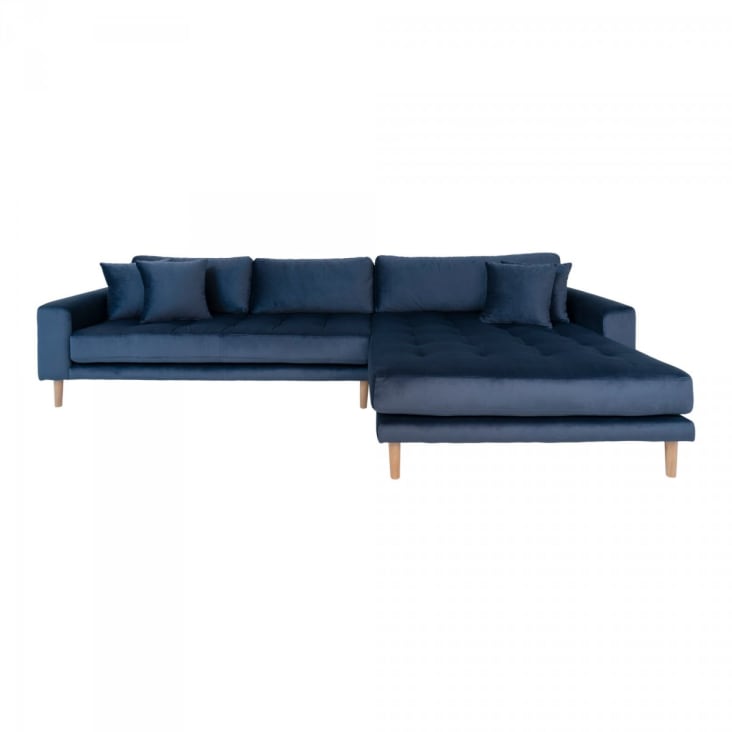 Canapé d'angle droit en velours bleu-Milime
