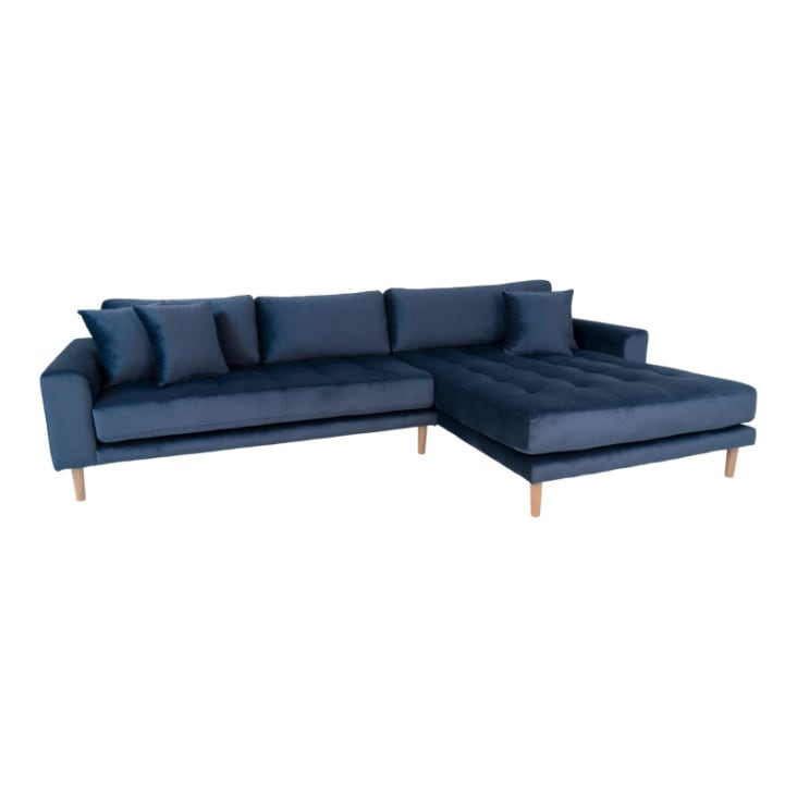 Canapé d'angle droit en velours bleu-Milime cropped-3