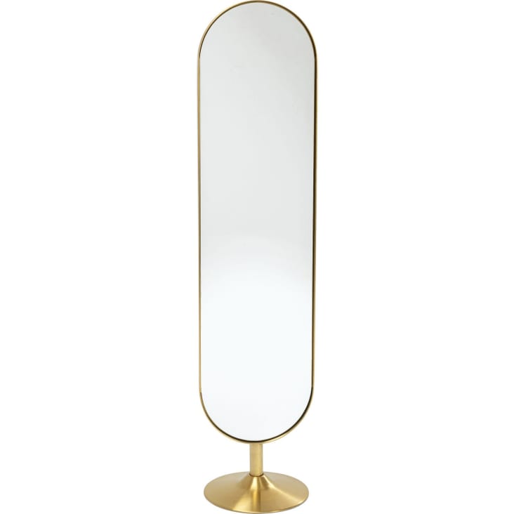 Miroir sur pied ovale en métal doré 170x40-Curve