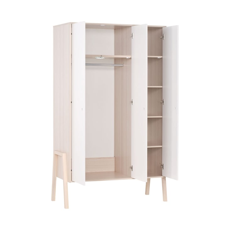 Armoire de bureau design en laminé blanc et bois avec 5 étagères