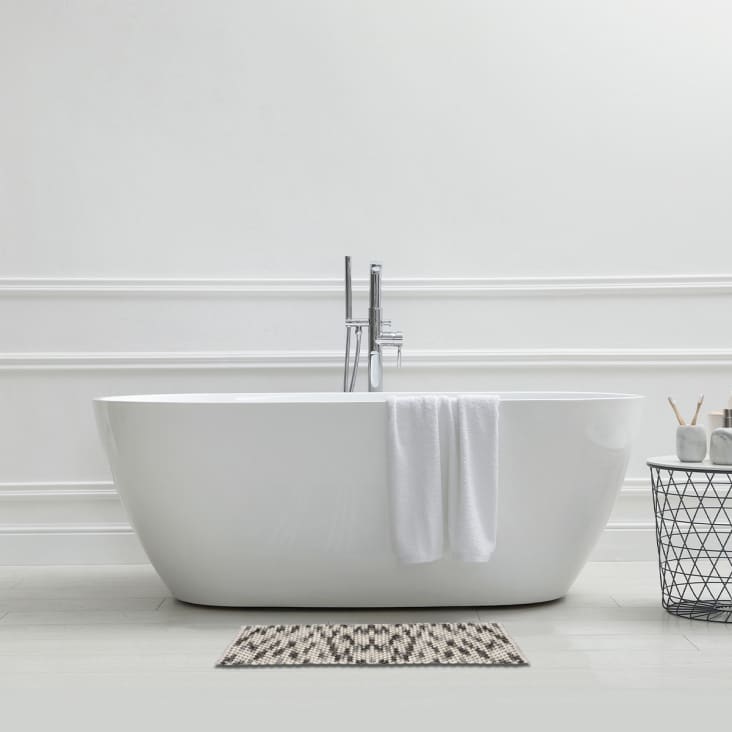 Tapis de bain en polycoton fantaisie gris et blanc 50x80cm-Urban cropped-2