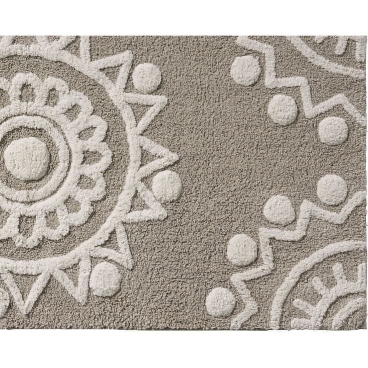 Tapis de bain coton fantaisie beige 60x120cm-Folk colors cropped-4
