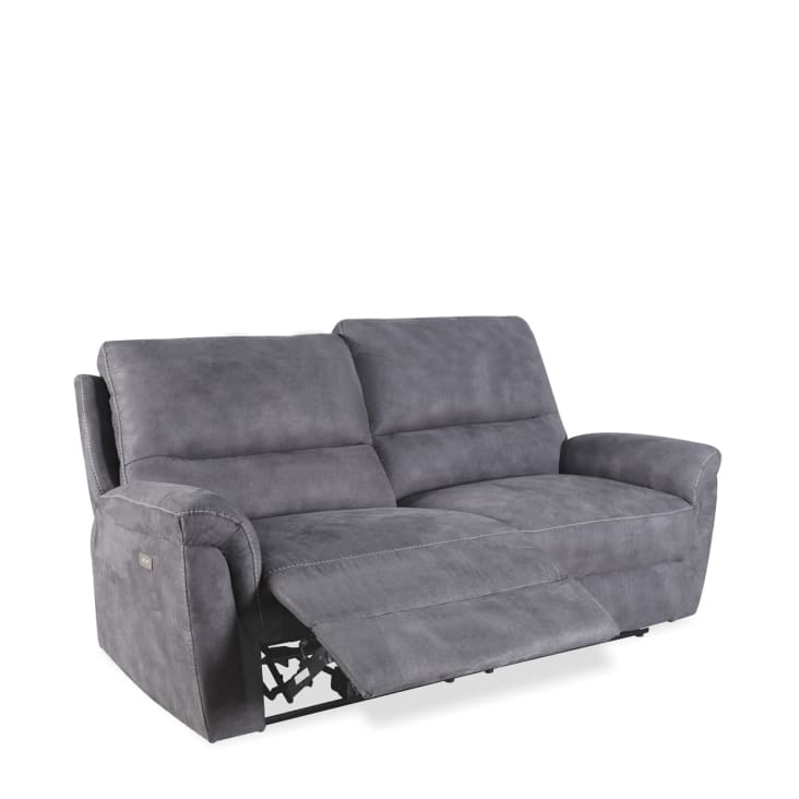 Sofá reclinable de 2 plazas de tela gris L 208 cm