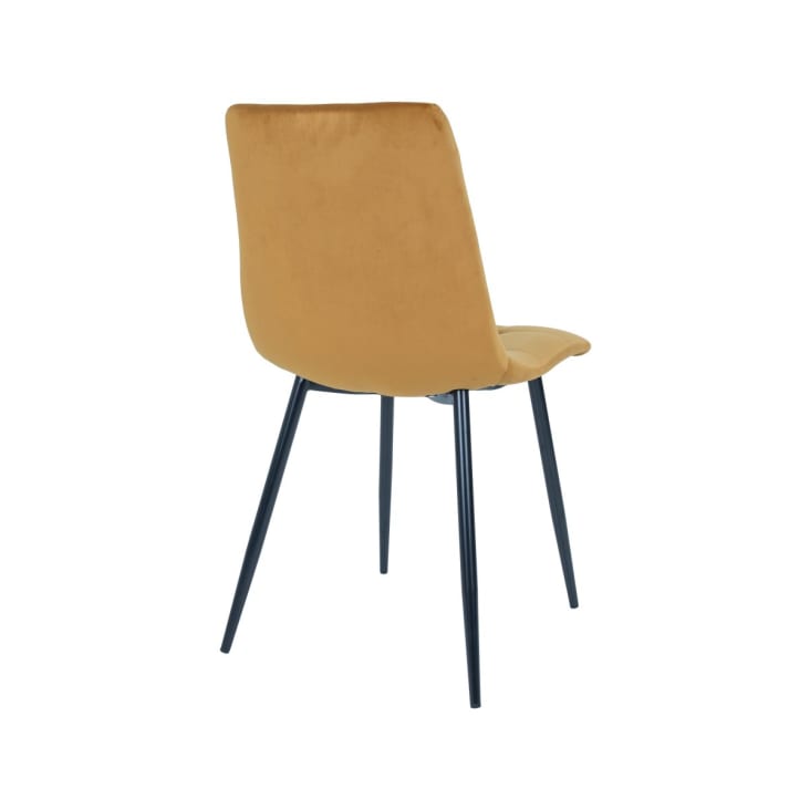 Lot de 2 chaises design en velours matelassé moutarde-Aglo cropped-4