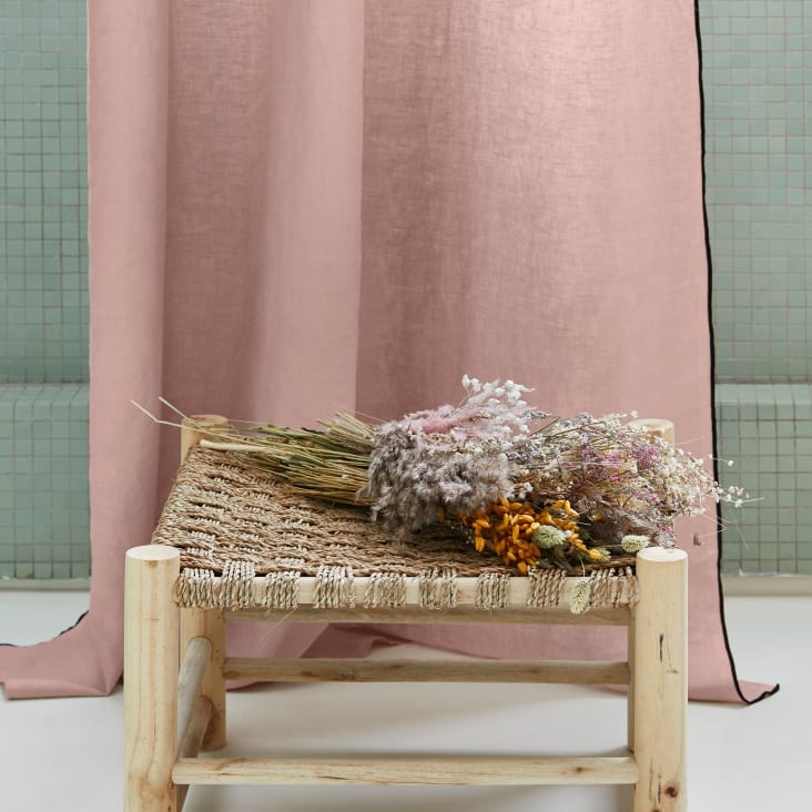 Tenda a pannello in lino pesante rosa antico 280 g/m2 con nastro. tenda di  lino con nastro pieghettante. tenda plissettata / 1 pz -  Italia