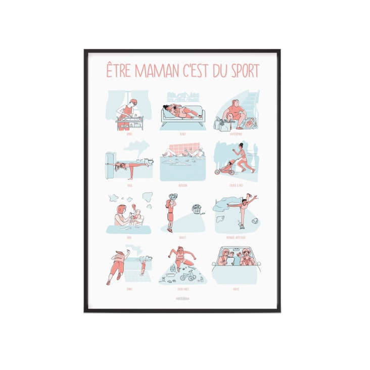 Affiche Super Maman - Être Maman c'est du sport - 40 x 60 cm-FÊTE DES MÈRES