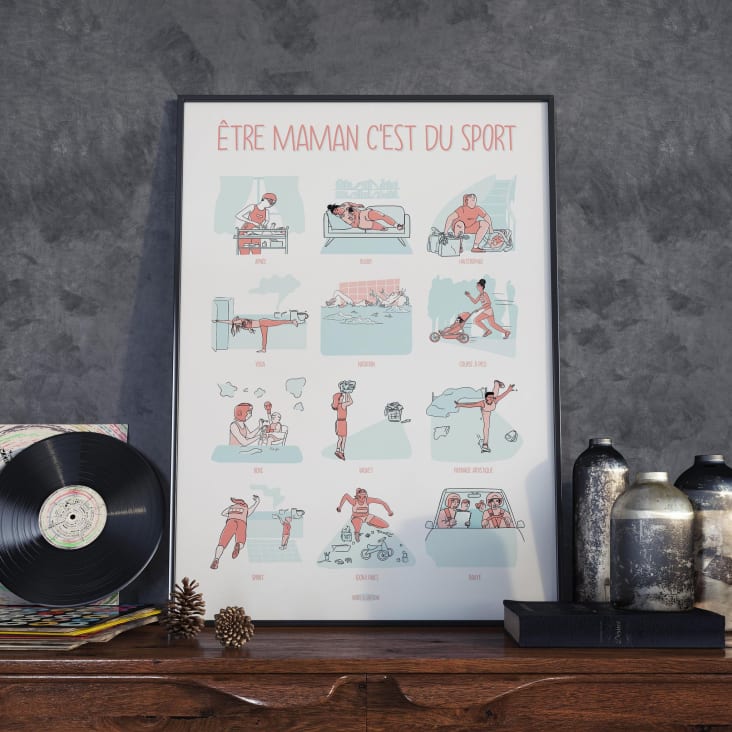 Affiche Super Maman - Être Maman c'est du sport - 40 x 60 cm-FÊTE DES MÈRES cropped-5