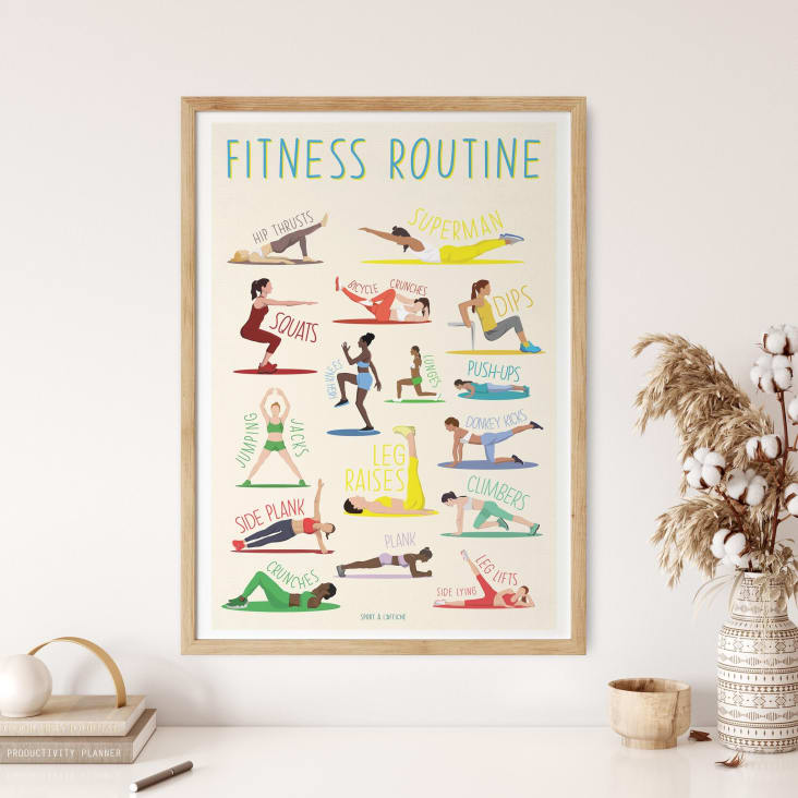 Affiche Fitness - Exercices Routine Fitness - 40 x 60 cm-FÊTE DES MÈRES cropped-5
