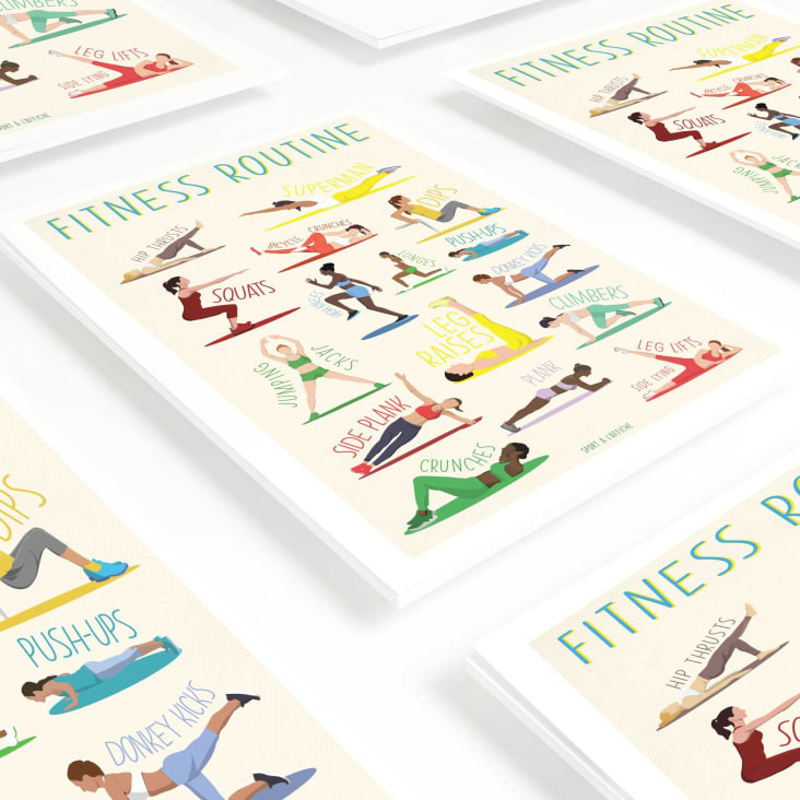 Affiche Fitness - Exercices Routine Fitness - 40 x 60 cm-FÊTE DES MÈRES cropped-6