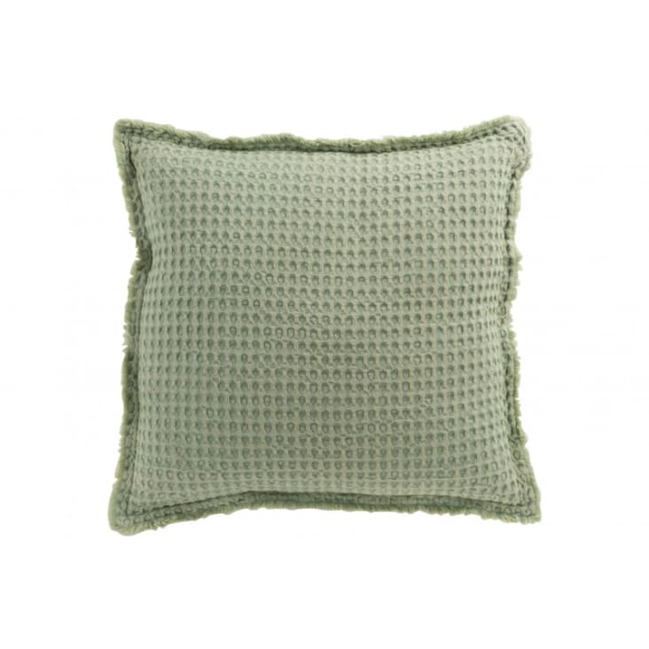 Coussin coton vert clair 50x50-GAUFRE