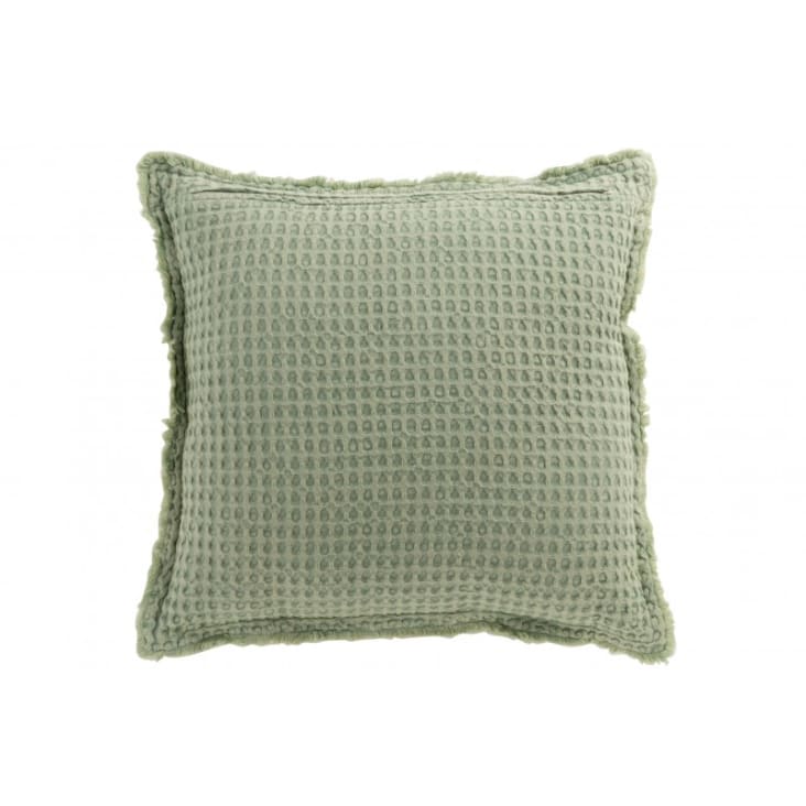 Coussin coton vert clair 50x50-GAUFRE cropped-3