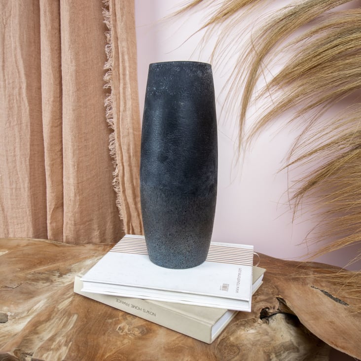Vase gris et taupe en verre h35cm-Terea cropped-2