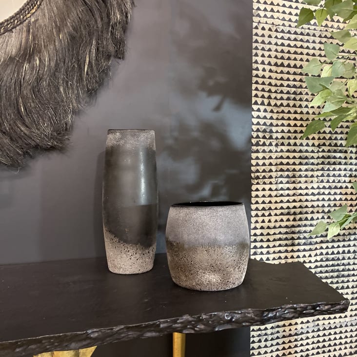 Vase gris et taupe en verre h35cm-Terea cropped-5