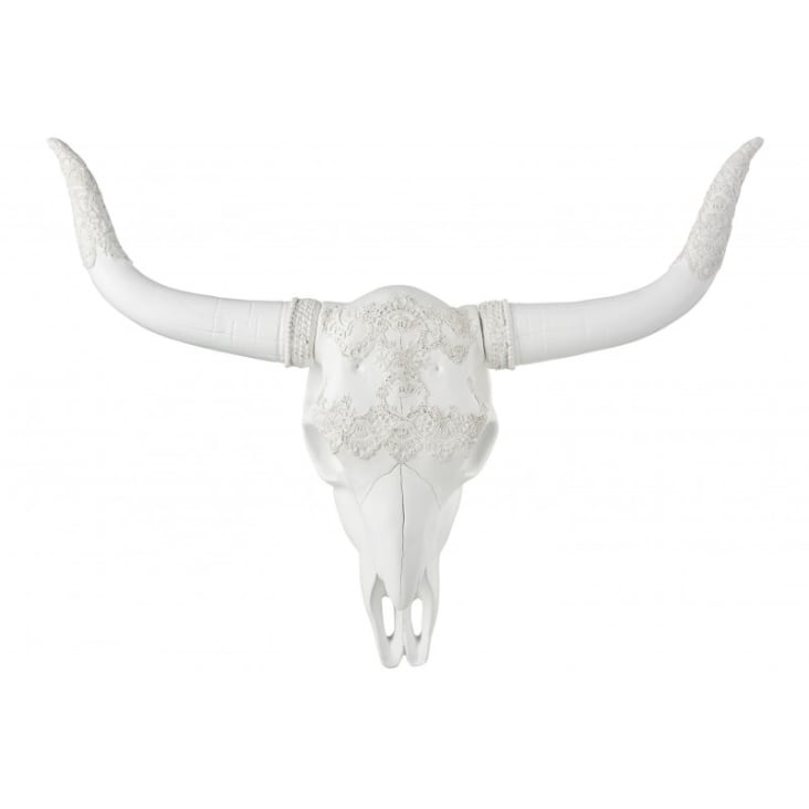 Crâne buffle suspendu résine blanc H46,5cm-BUFFLE cropped-4